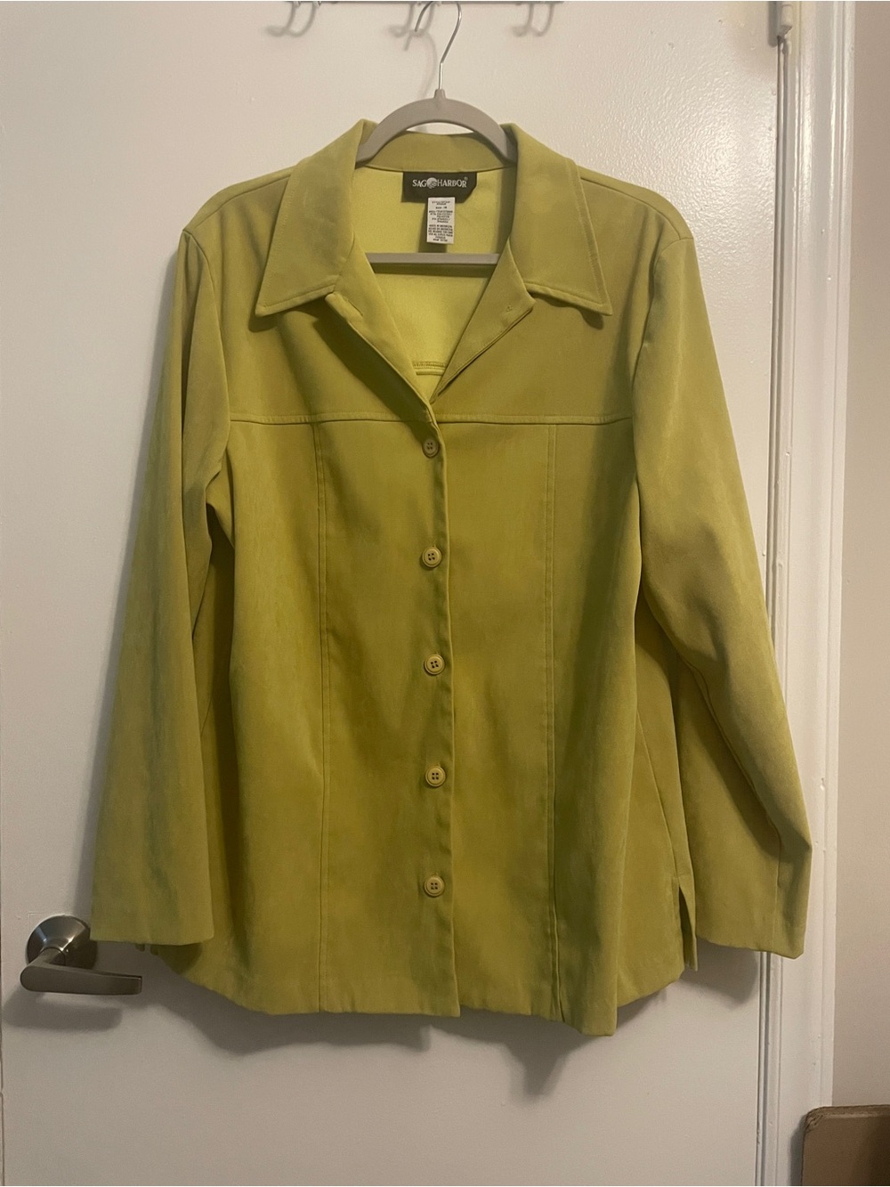 Sag Harbor Lime-Green Button Front Women's Shirt Jacket